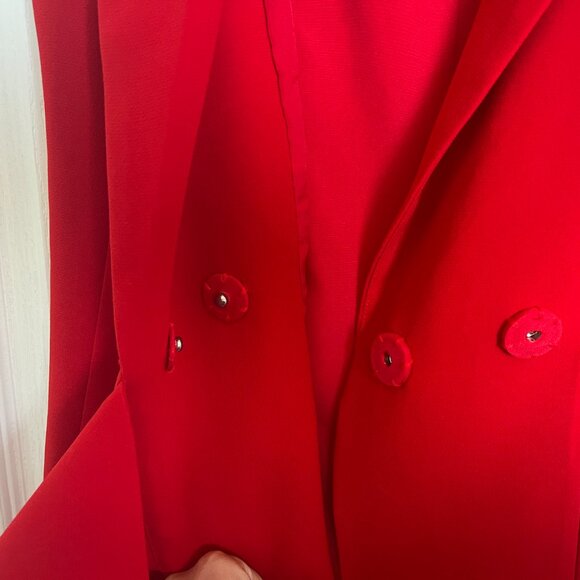 Women's Red Knee-Long Pleated Suit Dress Size M - Picture 5 of 5